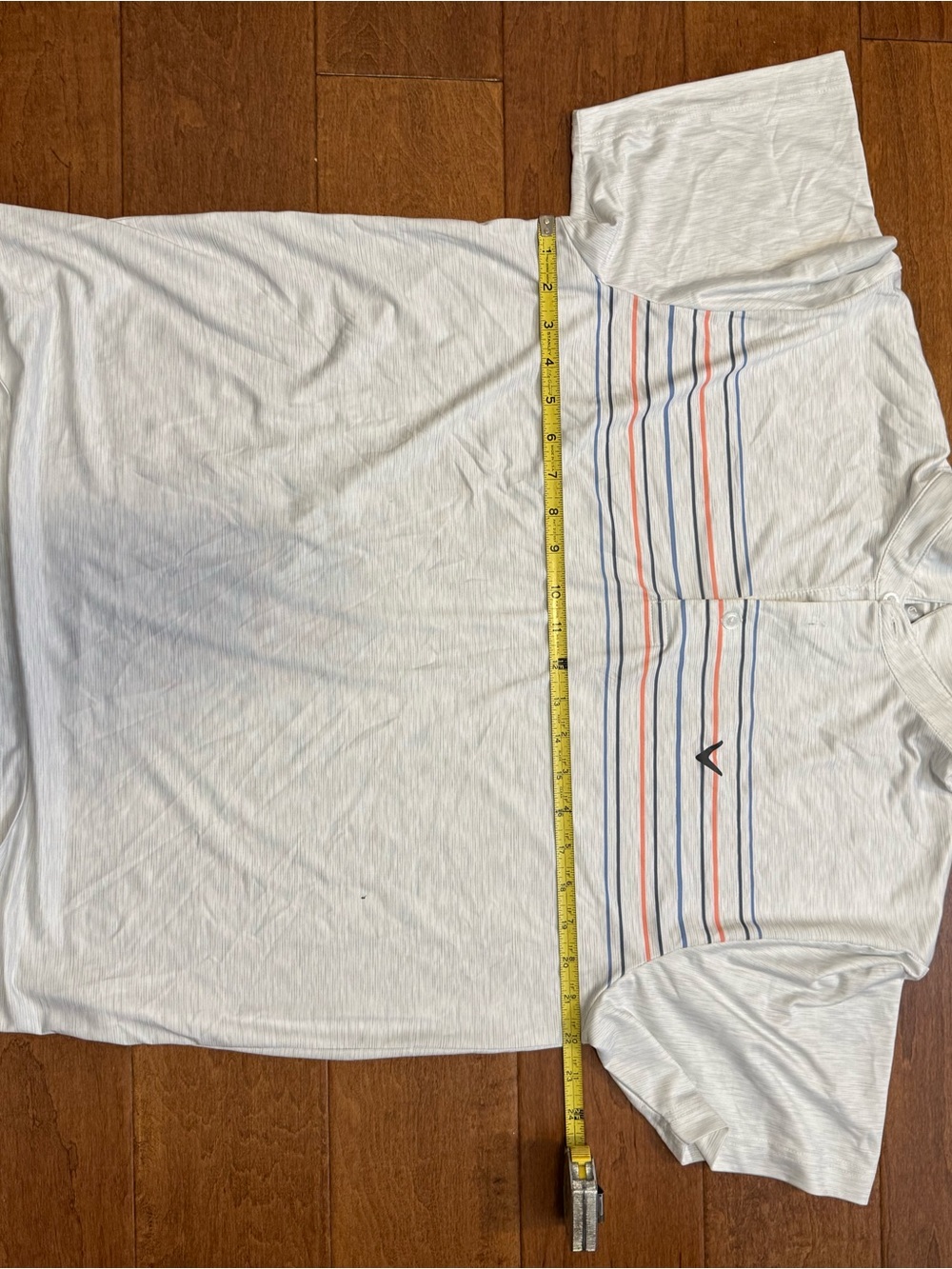 Callaway White Short-Sleeve Polo with Blue & Red Stripe Detail